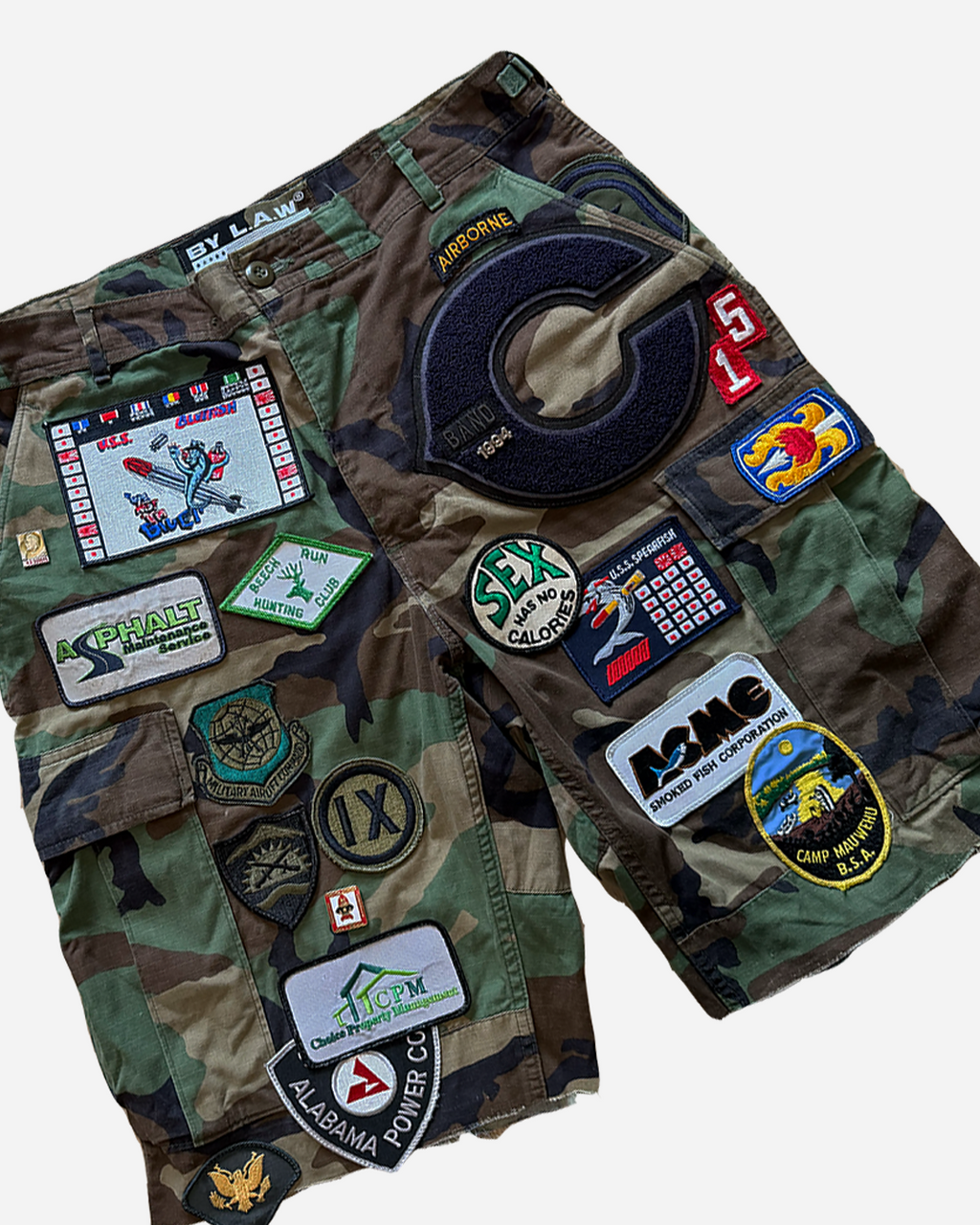 Patchwork Combat Camo Shorts Sz M