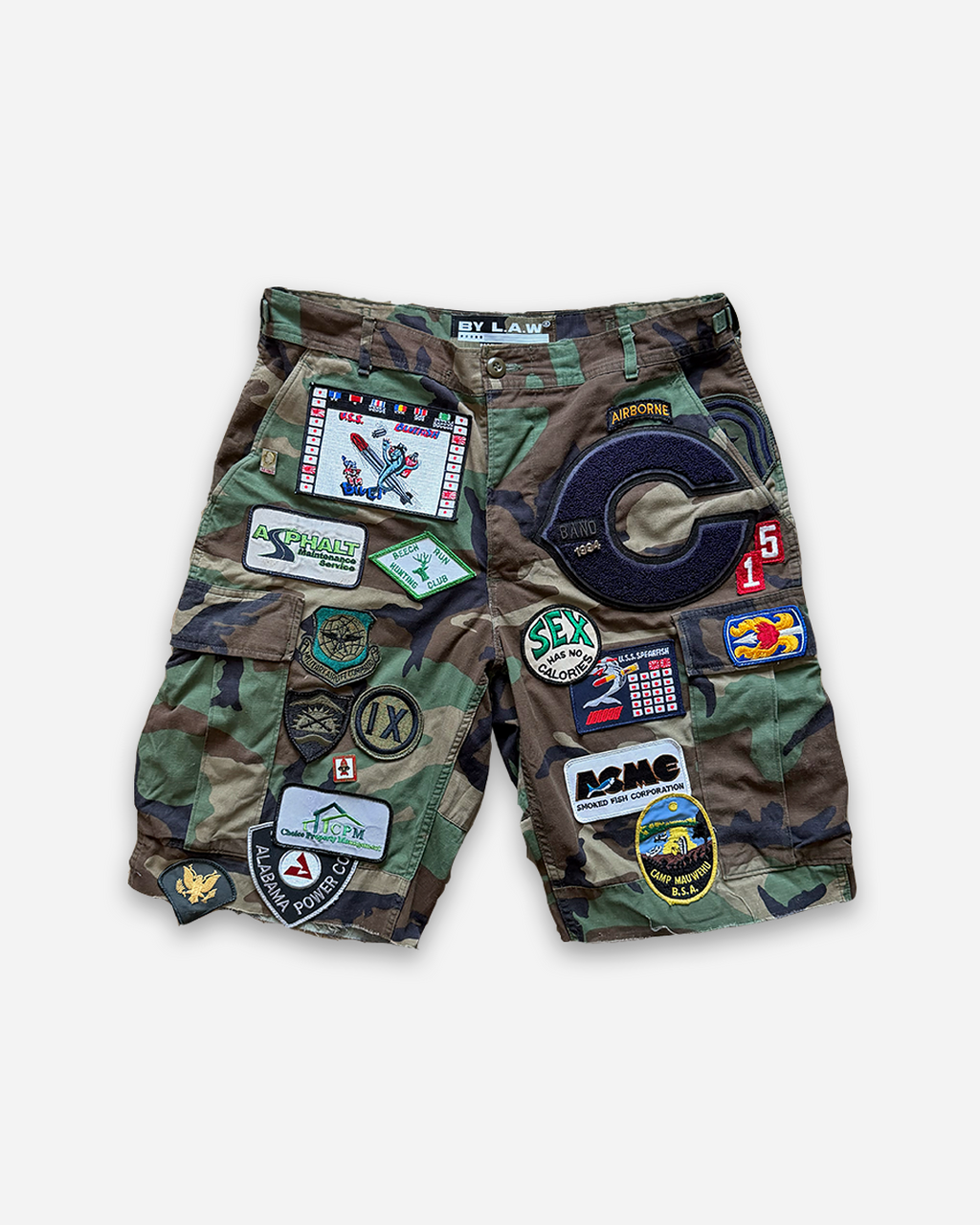 Patchwork Combat Camo Shorts Sz M