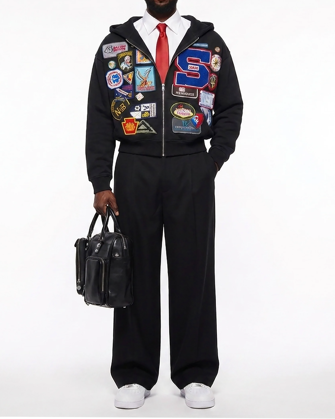 "Soren Samson" Patchwork Hoodie Sz M