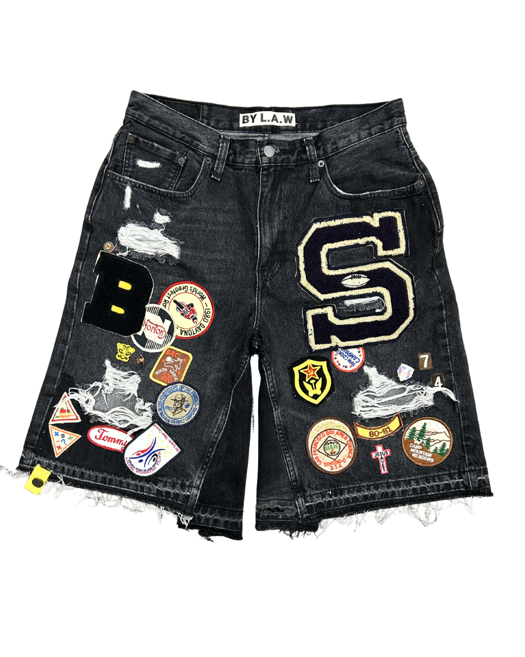 Black Patchwork Denim Shorts *Made to Order