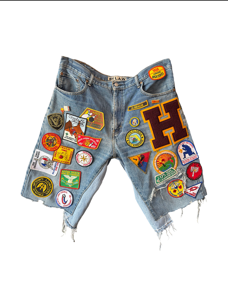 Double Sided Patchwork Shorts