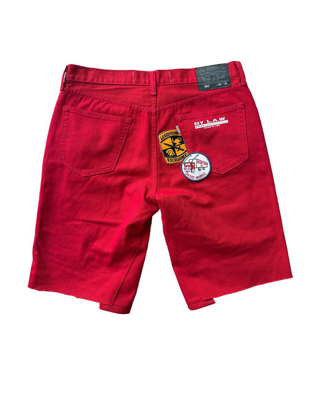 "Cherry Red" Patchwork Shorts Sz 32