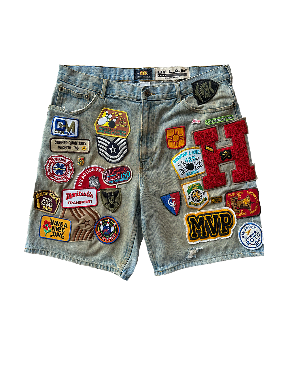 "Coffee Stain" Patchwork Shorts Sz 36