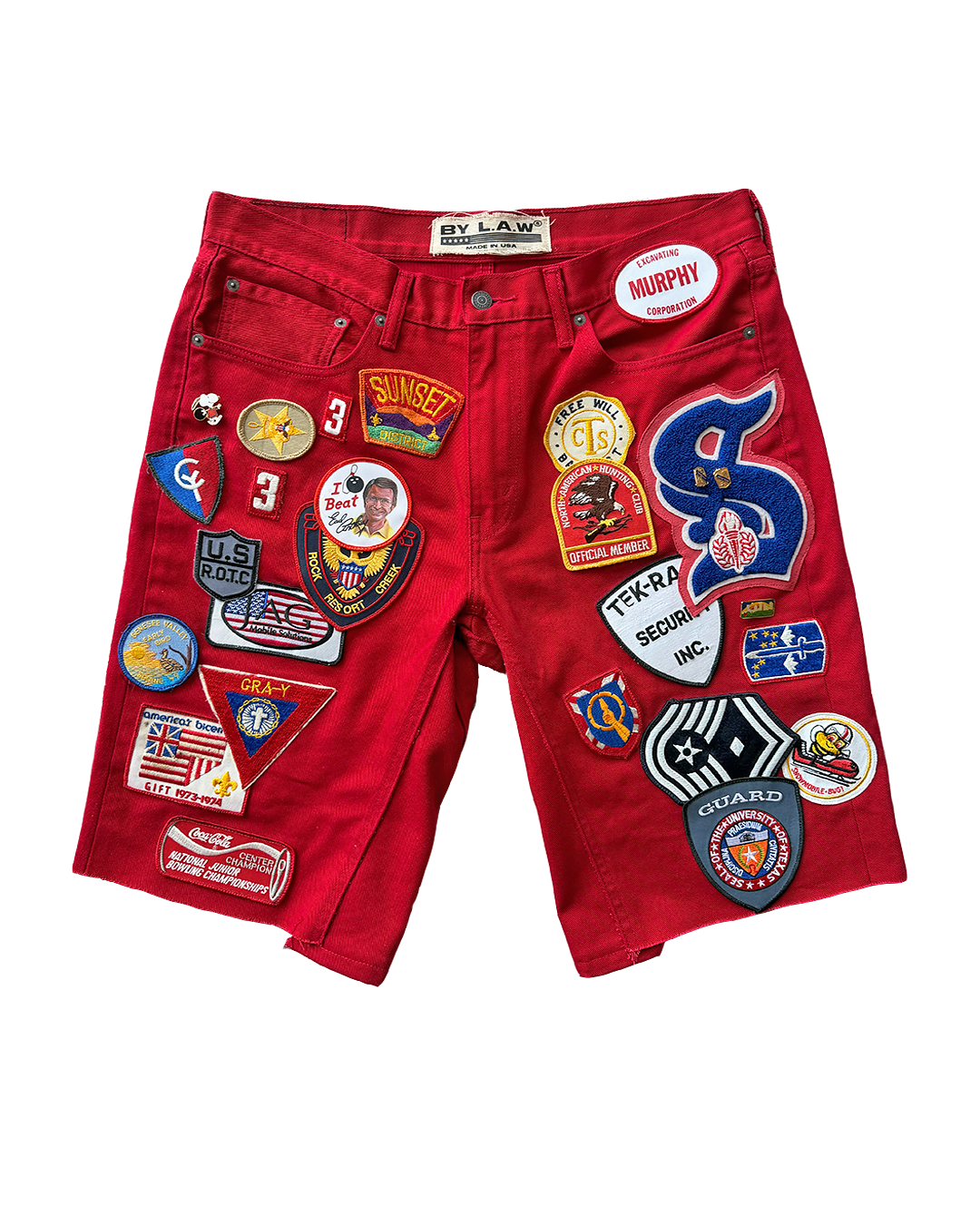 "Cherry Red" Patchwork Shorts Sz 32